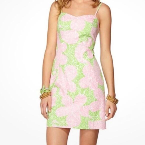 Lilly Pulitzer McCallum Dress Limeade Cheat Ya Print Floral Preppy Beachy SZ 6 - Picture 1 of 10